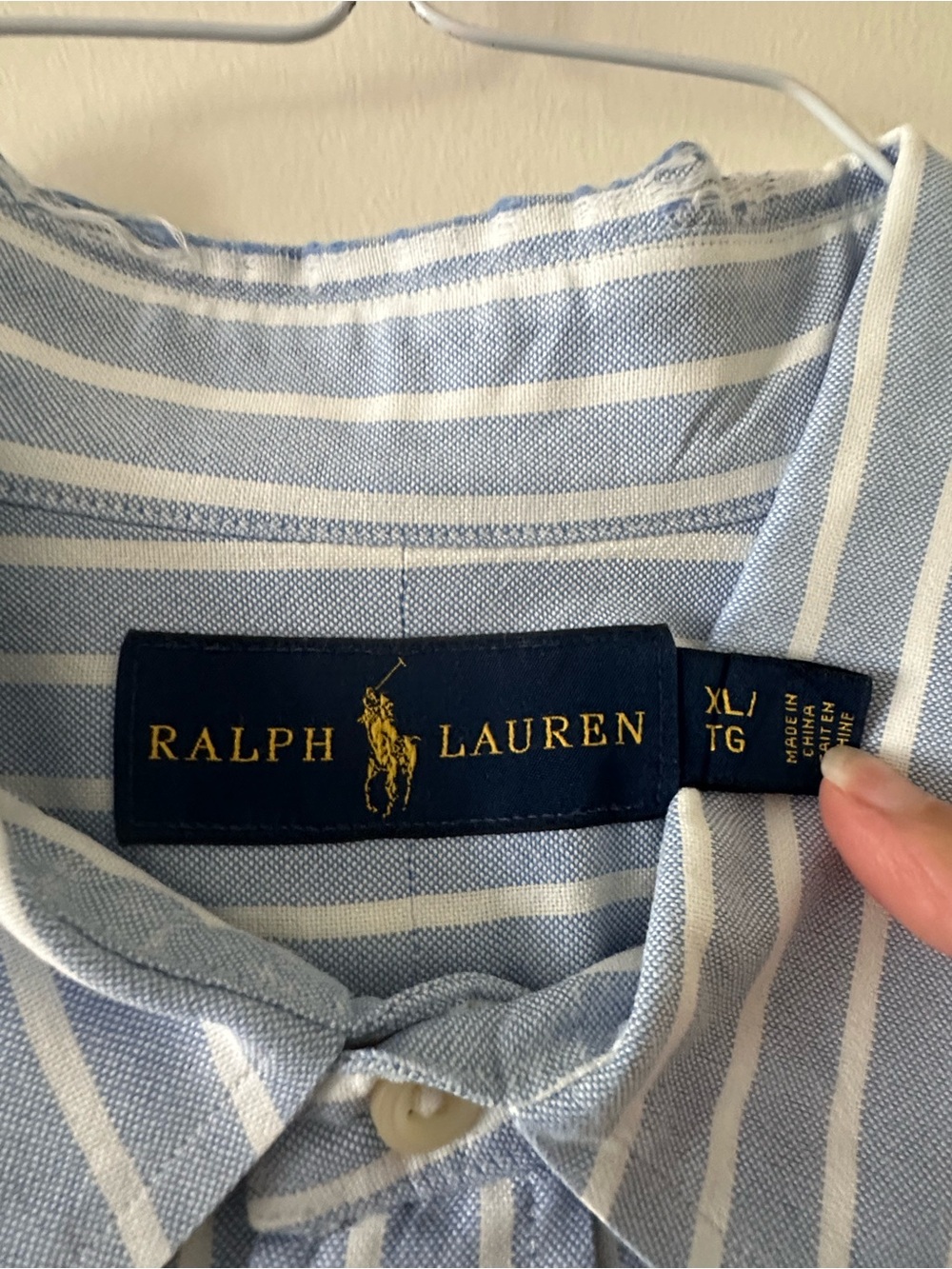Ralph Lauren Men’s Blue and White Striped Oxford Shirt - Picture 7 of 7